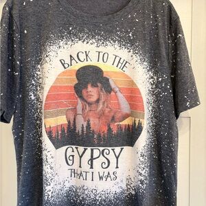 Back to the Gypsy Graphic Tee - Charcoal with Sunset Print